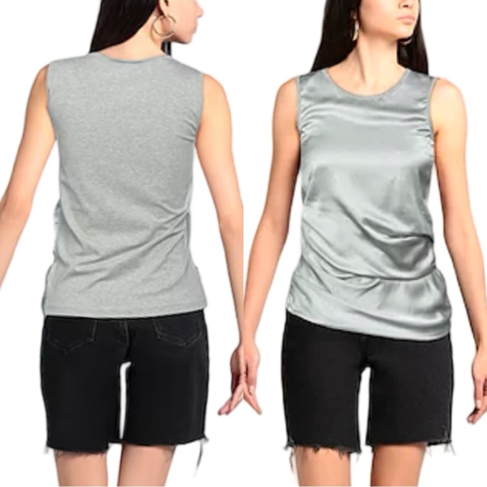 DOROTHEE SCHUMACHER Grey Satin Jersey Sleeveless Top Size 3/Medium - Picture 1 of 14